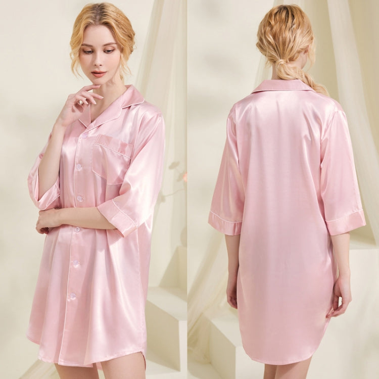 Summer Silk Pajamas Loungewear Loose Nightdress, Size: