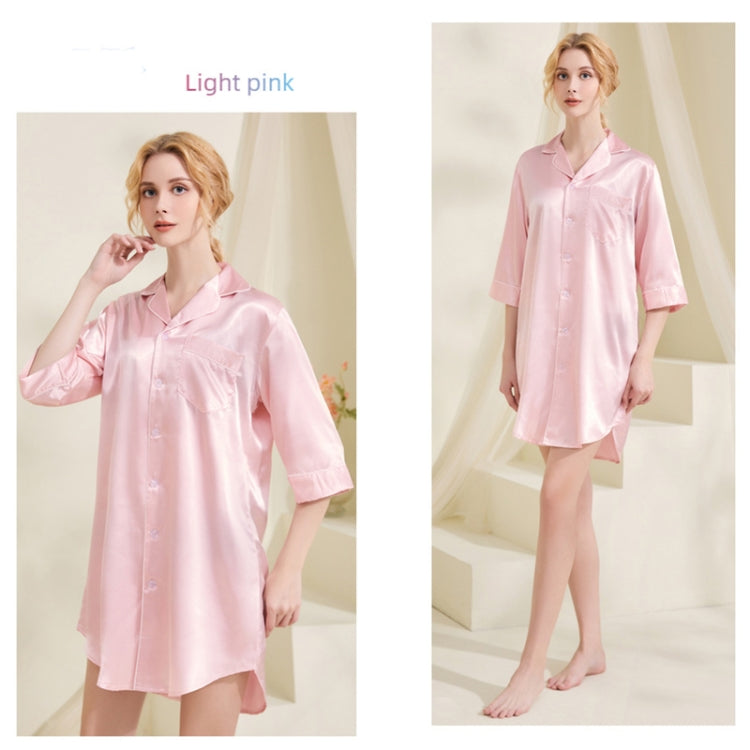 Summer Silk Pajamas Loungewear Loose Nightdress, Size: