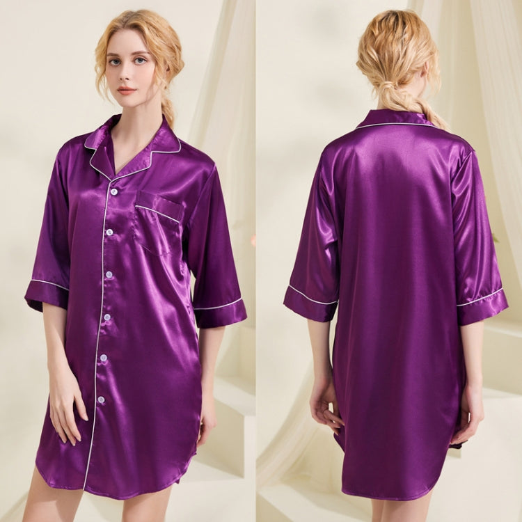 Summer Silk Pajamas Loungewear Loose Nightdress, Size: