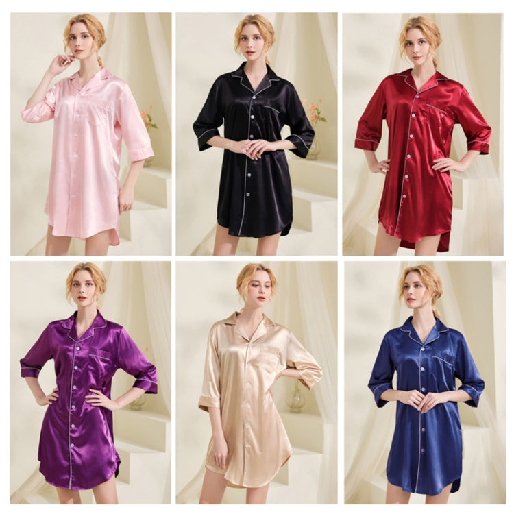 Summer Silk Pajamas Loungewear Loose Nightdress, Size: