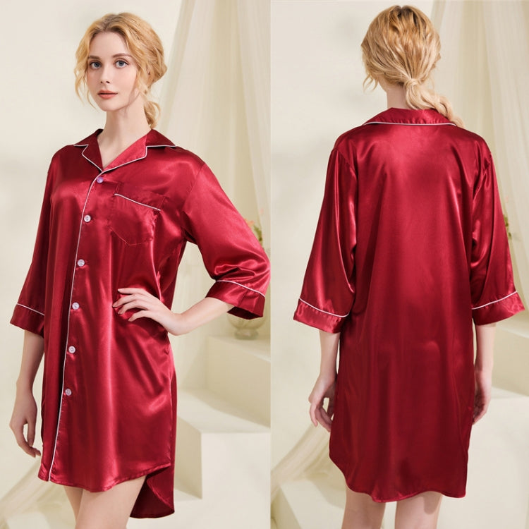 Summer Silk Pajamas Loungewear Loose Nightdress, Size: