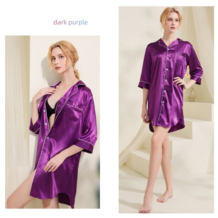 Summer Silk Pajamas Loungewear Loose Nightdress, Size: