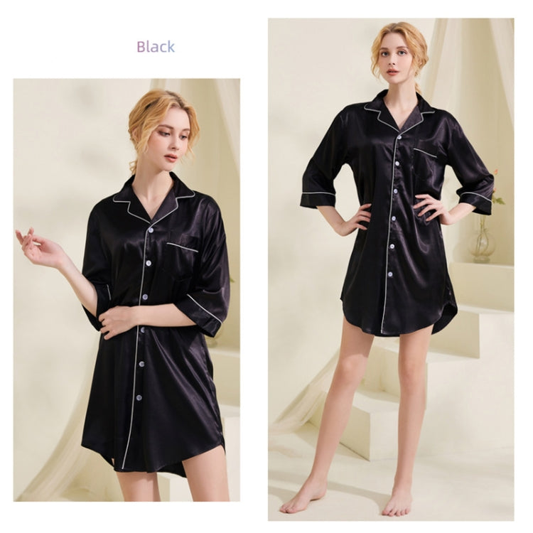Summer Silk Pajamas Loungewear Loose Nightdress, Size: