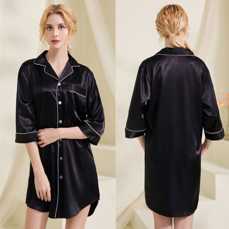 Summer Silk Pajamas Loungewear Loose Nightdress, Size: