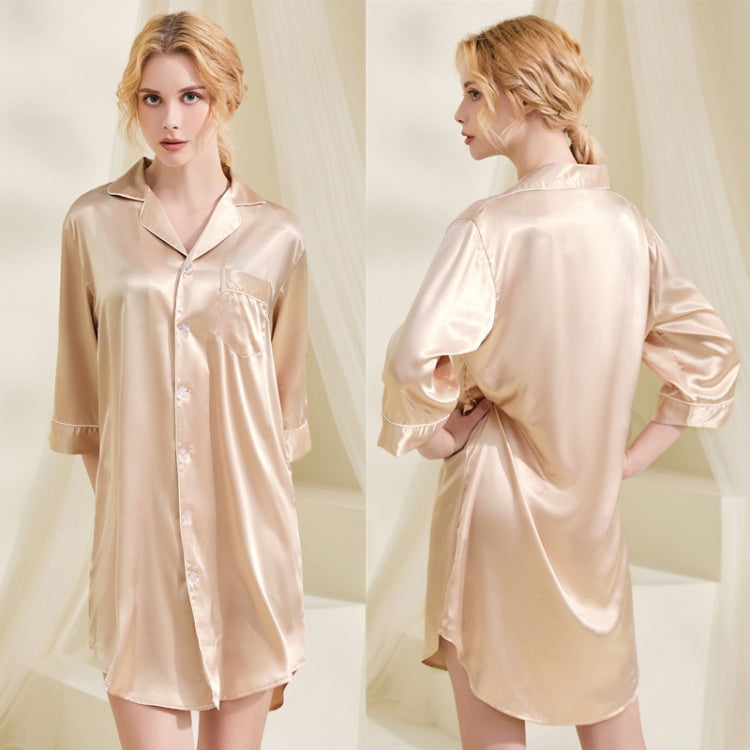 Summer Silk Pajamas Loungewear Loose Nightdress, Size: