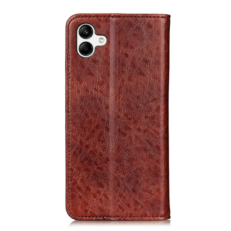 For Samsung Galaxy A04 4G Magnetic Crazy Horse Texture Horizontal Flip Leather Case