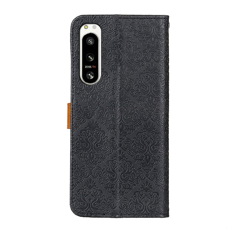 For Sony Xperia 5 IV European Floral Embossed Leather Phone Case