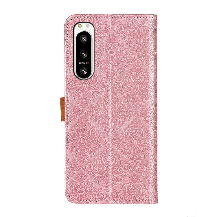 For Sony Xperia 5 IV European Floral Embossed Leather Phone Case