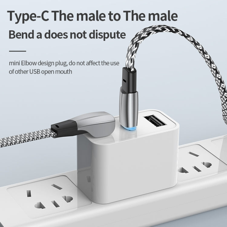 3A USB-C/Type-C to USB-C/Type-C Elbow Fast Charge Data Cable, Length:2m(Grey)