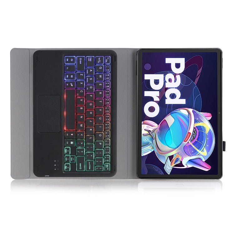 AM18-AS Tri-color Backlight Bluetooth Keyboard Leather Case with Touchpad For Lenovo XiaoXin Pad Pro 2022 11.2 inch