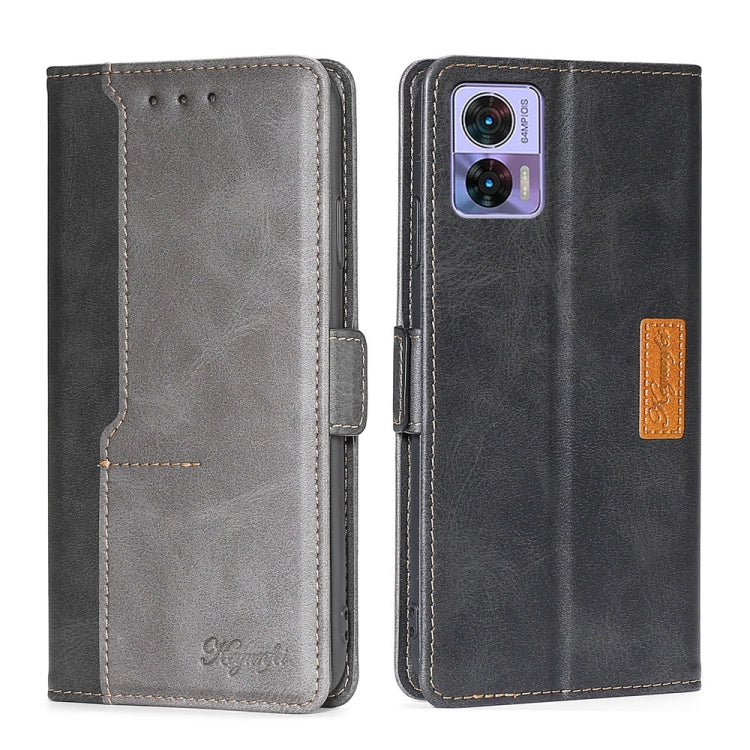 For Motorola Edge 30 Neo Contrast Color Side Buckle Leather Phone Case