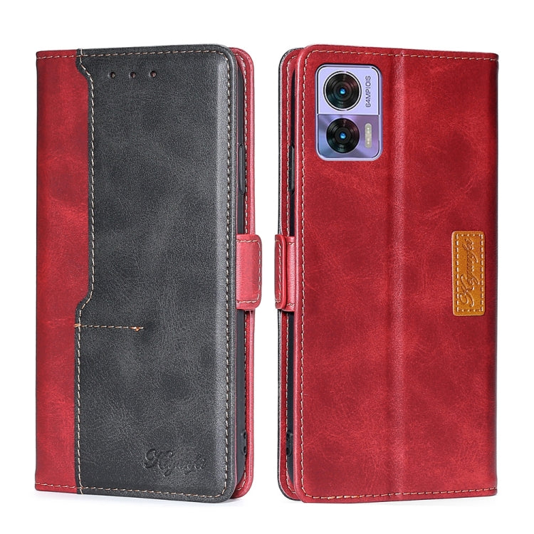 For Motorola Edge 30 Neo Contrast Color Side Buckle Leather Phone Case