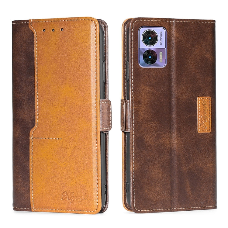 For Motorola Edge 30 Neo Contrast Color Side Buckle Leather Phone Case