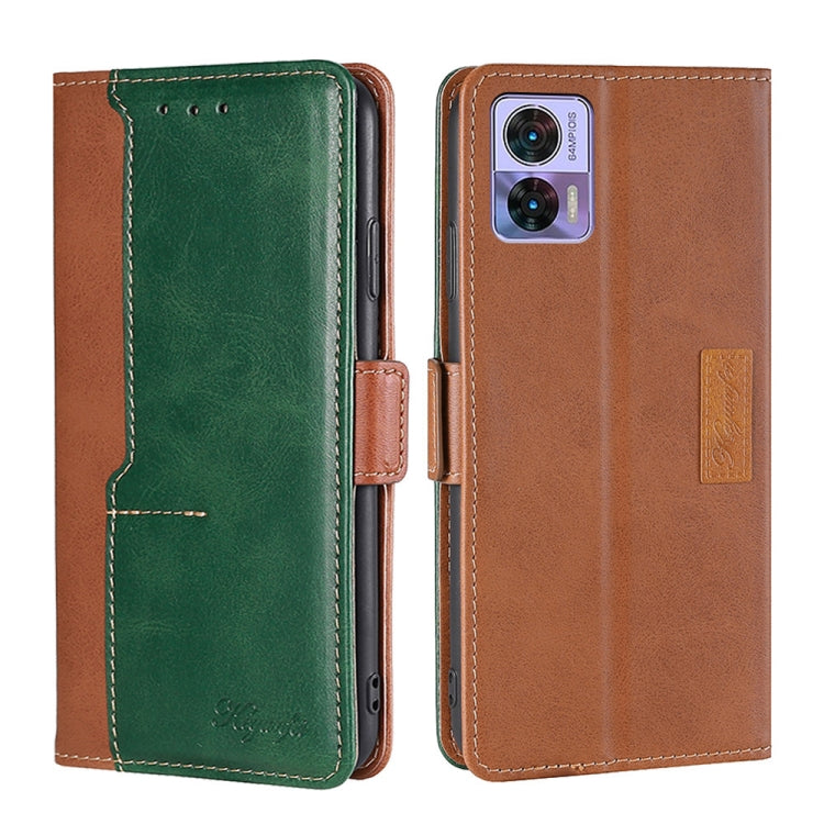For Motorola Edge 30 Neo Contrast Color Side Buckle Leather Phone Case