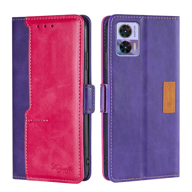 For Motorola Edge 30 Neo Contrast Color Side Buckle Leather Phone Case