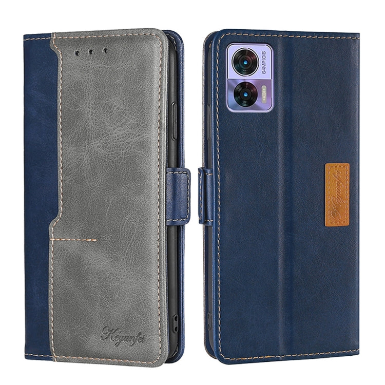 For Motorola Edge 30 Neo Contrast Color Side Buckle Leather Phone Case
