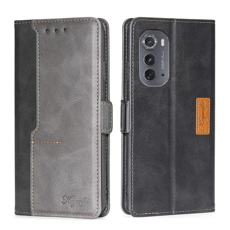 For Motorola Edge 2022 Contrast Color Side Buckle Leather Phone Case