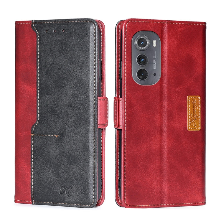 For Motorola Edge 2022 Contrast Color Side Buckle Leather Phone Case