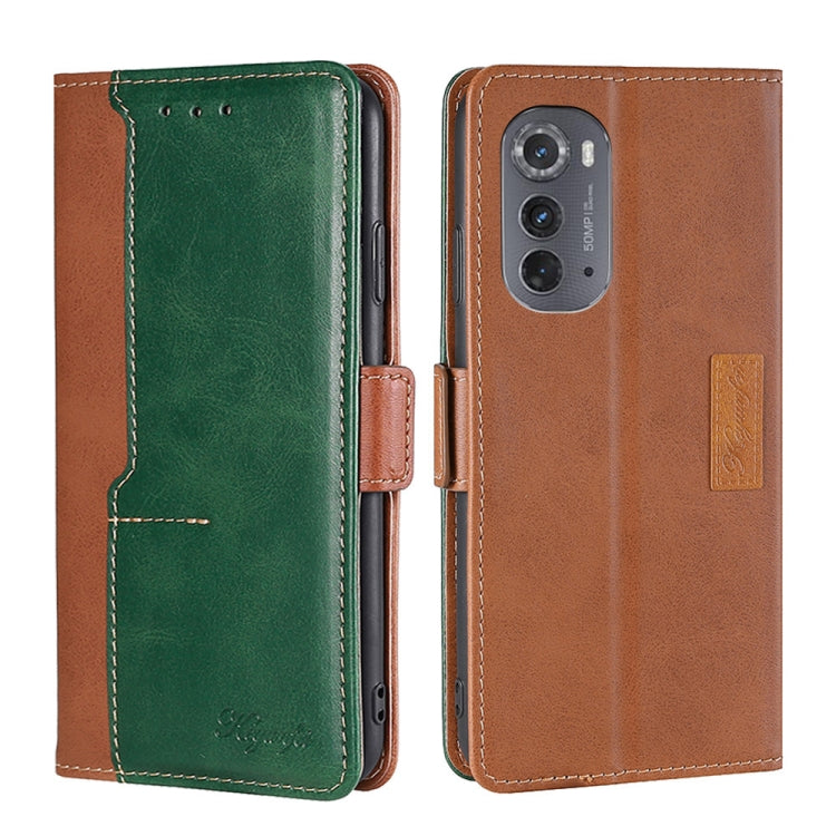 For Motorola Edge 2022 Contrast Color Side Buckle Leather Phone Case