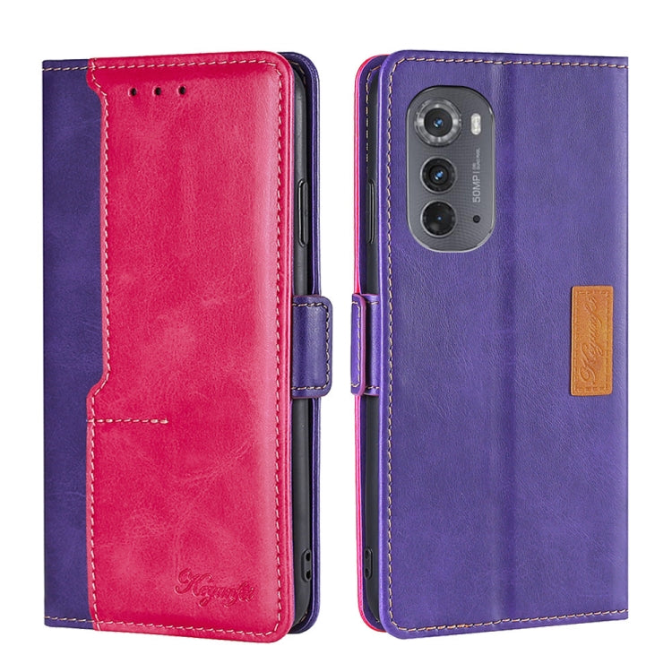 For Motorola Edge 2022 Contrast Color Side Buckle Leather Phone Case