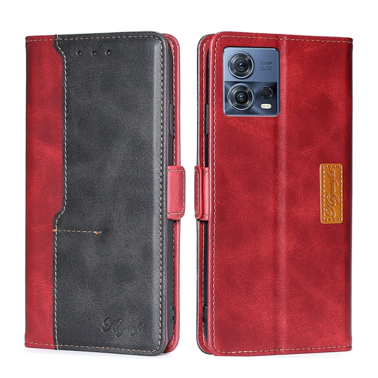For Motorola Edge S30 Pro 5G/Edge 30 Fusion Contrast Color Side Buckle Leather Phone Case