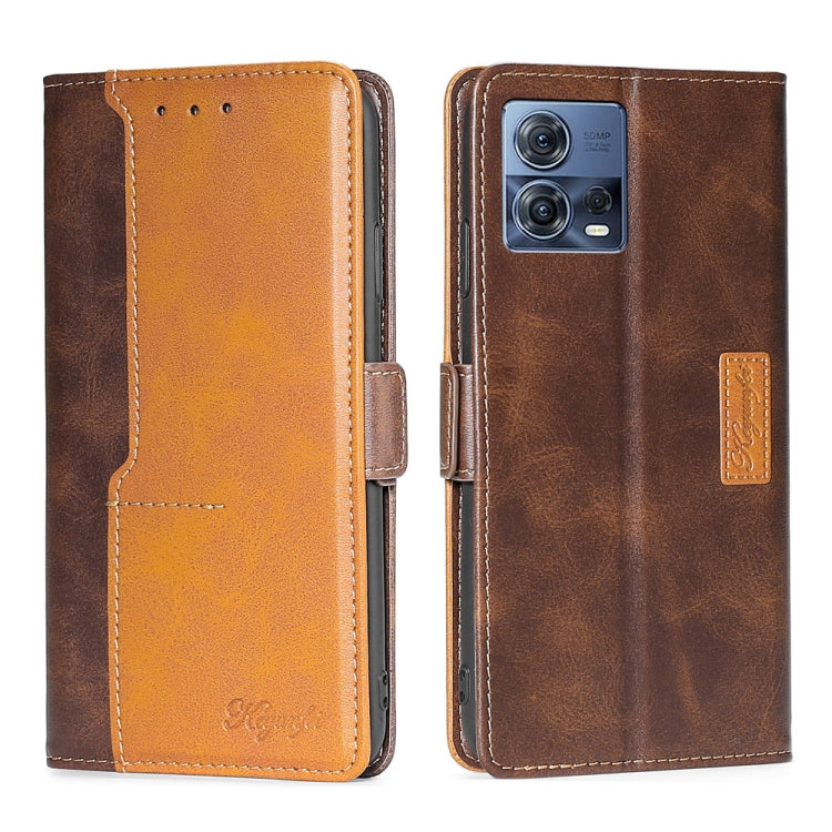 For Motorola Edge S30 Pro 5G/Edge 30 Fusion Contrast Color Side Buckle Leather Phone Case