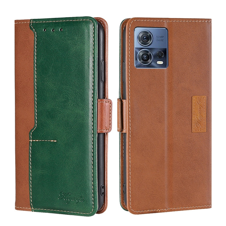 For Motorola Edge S30 Pro 5G/Edge 30 Fusion Contrast Color Side Buckle Leather Phone Case
