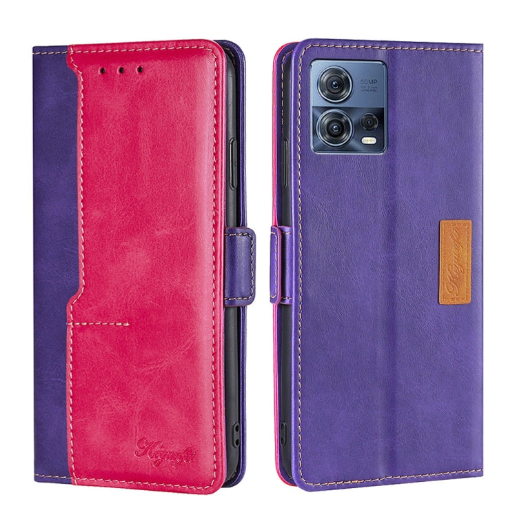 For Motorola Edge S30 Pro 5G/Edge 30 Fusion Contrast Color Side Buckle Leather Phone Case