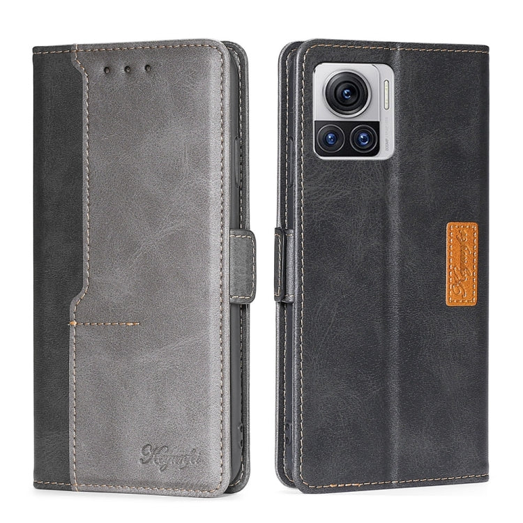For Motorola Edge X30 Pro 5G/Edge 30 Ultra Contrast Color Side Buckle Leather Phone Case