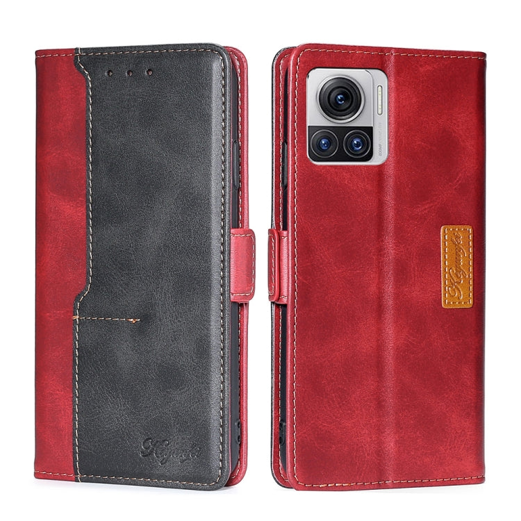 For Motorola Edge X30 Pro 5G/Edge 30 Ultra Contrast Color Side Buckle Leather Phone Case