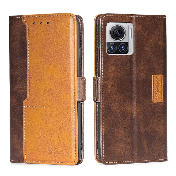 For Motorola Edge X30 Pro 5G/Edge 30 Ultra Contrast Color Side Buckle Leather Phone Case