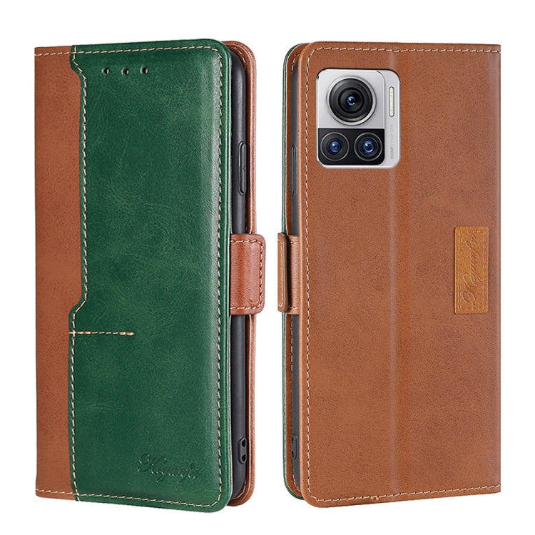 For Motorola Edge X30 Pro 5G/Edge 30 Ultra Contrast Color Side Buckle Leather Phone Case
