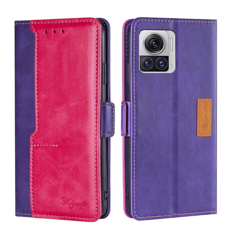 For Motorola Edge X30 Pro 5G/Edge 30 Ultra Contrast Color Side Buckle Leather Phone Case