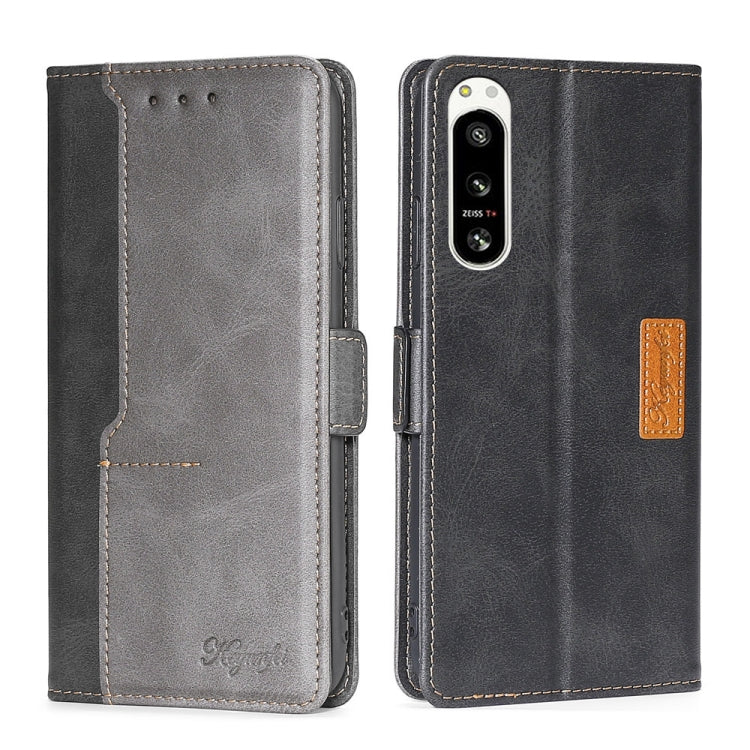 For Sony Xperia 5 IV Contrast Color Side Buckle Leather Phone Case