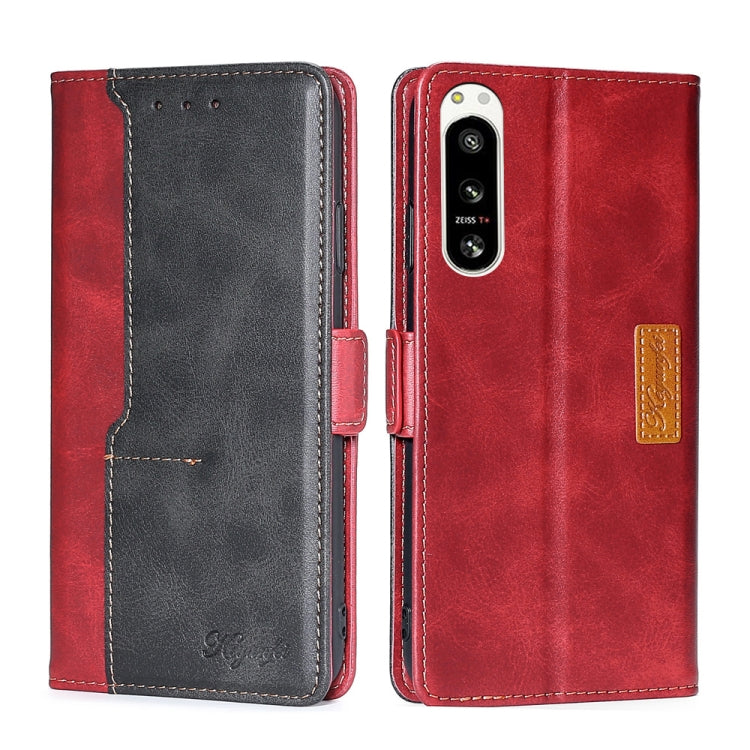 For Sony Xperia 5 IV Contrast Color Side Buckle Leather Phone Case
