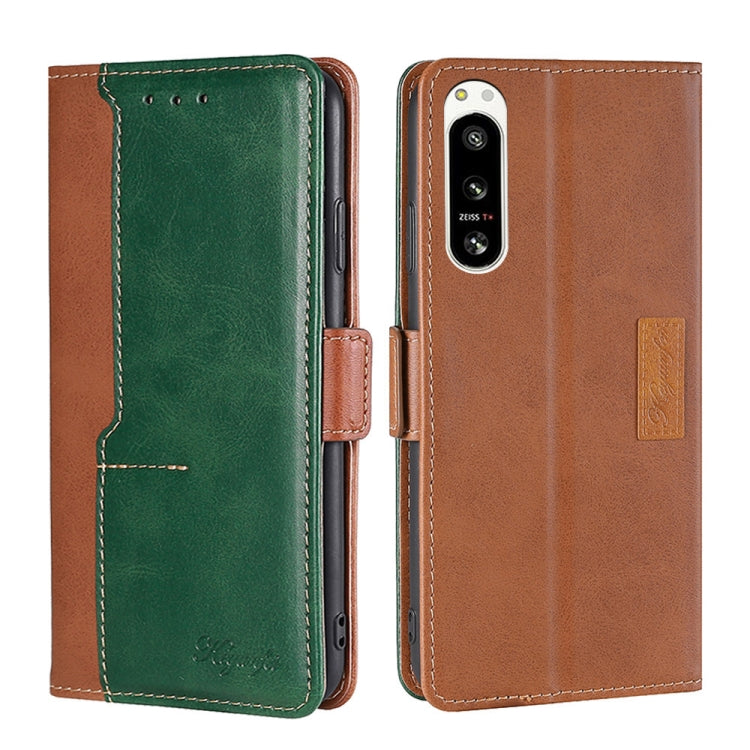 For Sony Xperia 5 IV Contrast Color Side Buckle Leather Phone Case