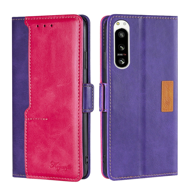 For Sony Xperia 5 IV Contrast Color Side Buckle Leather Phone Case