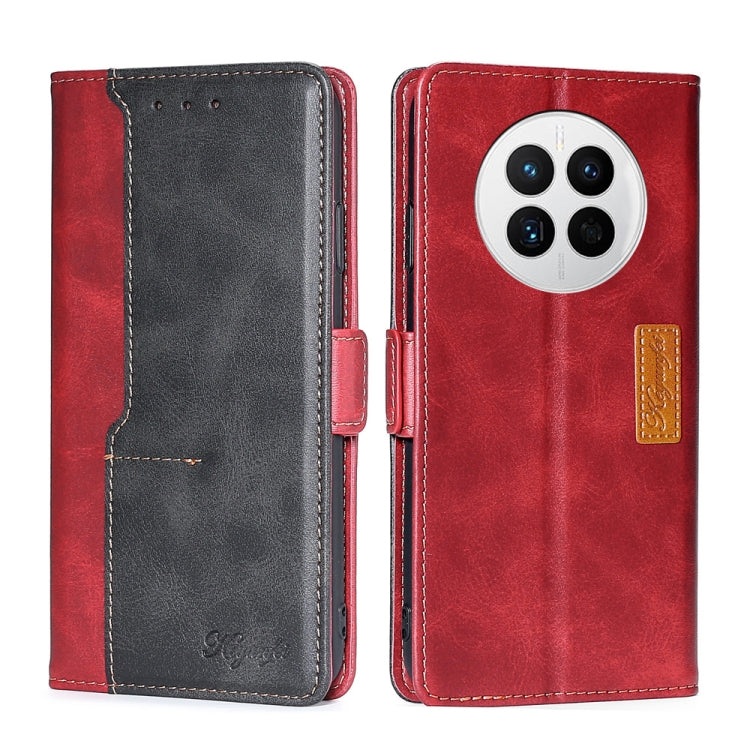 For Huawei Mate 50 Contrast Color Side Buckle Leather Phone Case