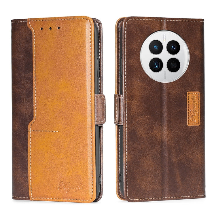 For Huawei Mate 50 Contrast Color Side Buckle Leather Phone Case