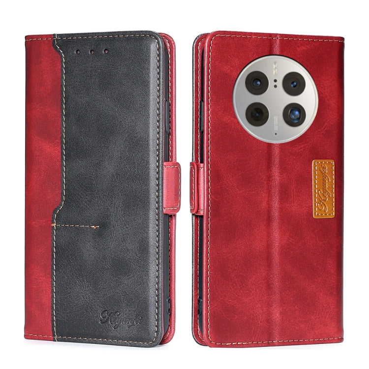 For Huawei Mate 50 Pro Contrast Color Side Buckle Leather Phone Case