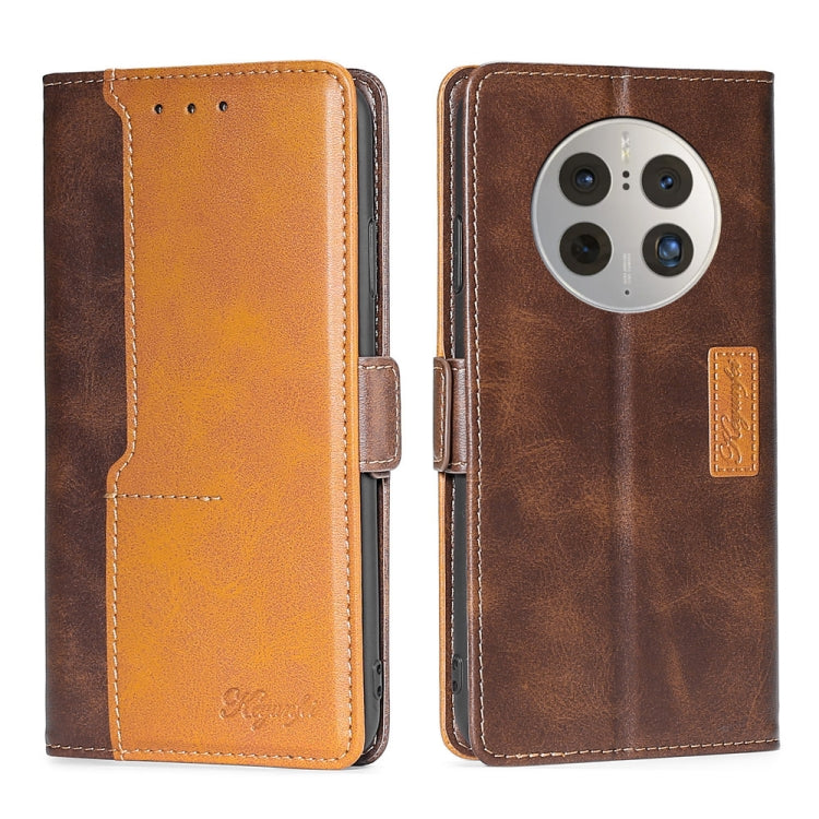 For Huawei Mate 50 Pro Contrast Color Side Buckle Leather Phone Case