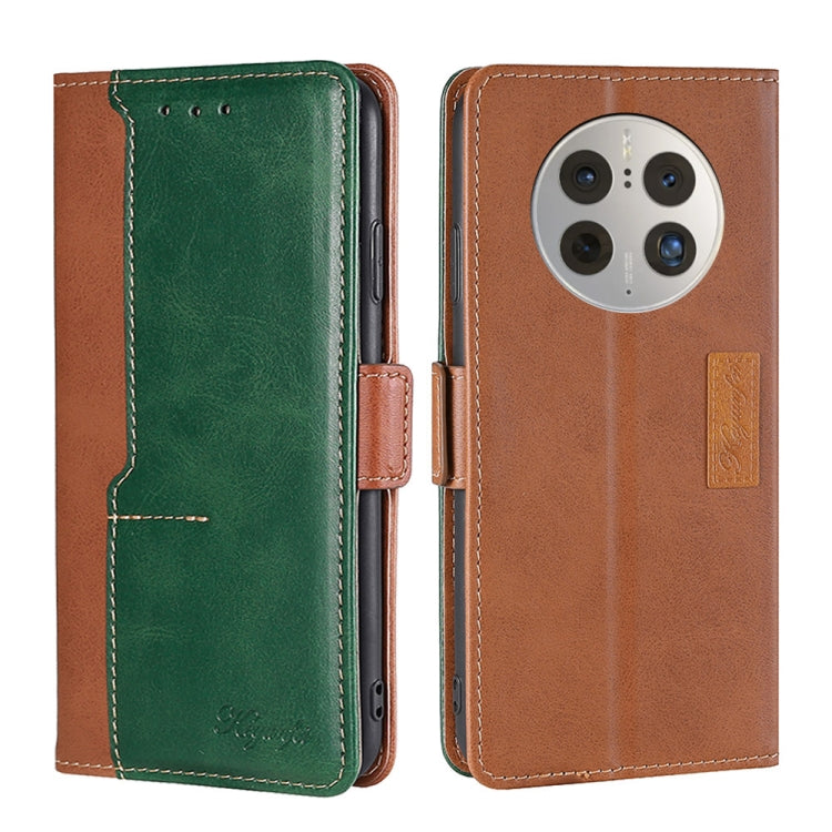For Huawei Mate 50 Pro Contrast Color Side Buckle Leather Phone Case