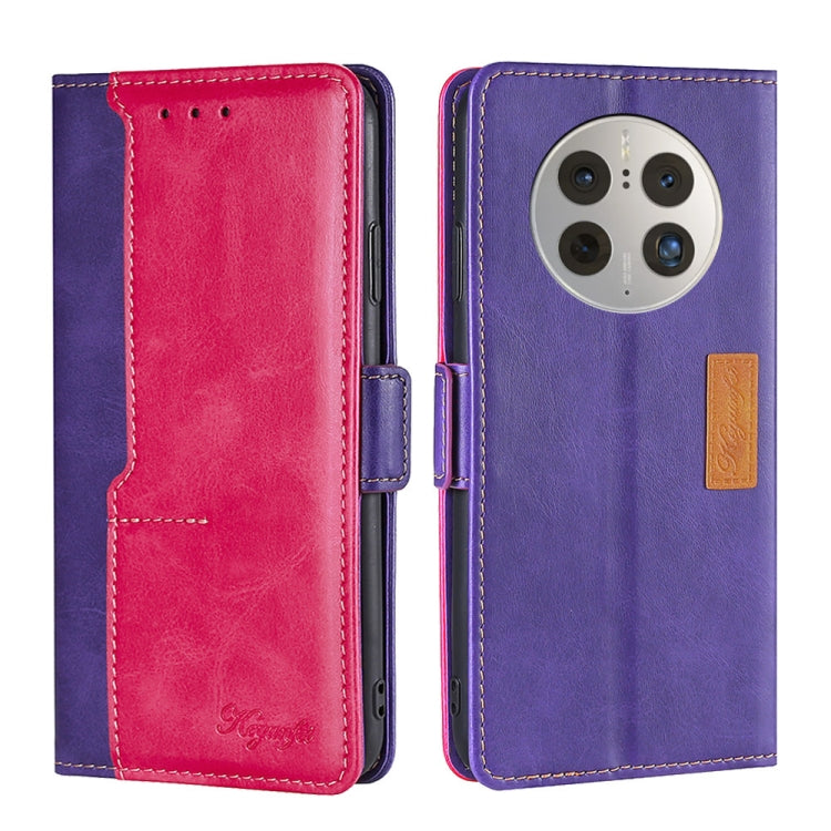 For Huawei Mate 50 Pro Contrast Color Side Buckle Leather Phone Case