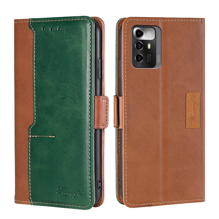 For ZTE Blade A72 5G Contrast Color Side Buckle Leather Phone Case