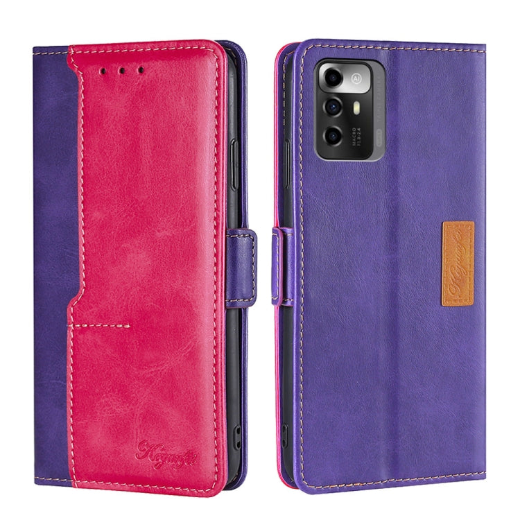 For ZTE Blade A72 5G Contrast Color Side Buckle Leather Phone Case
