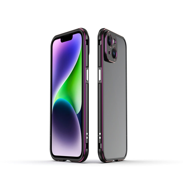 For iPhone 14 Aurora Series Lens Protector + Metal Frame Phone Case