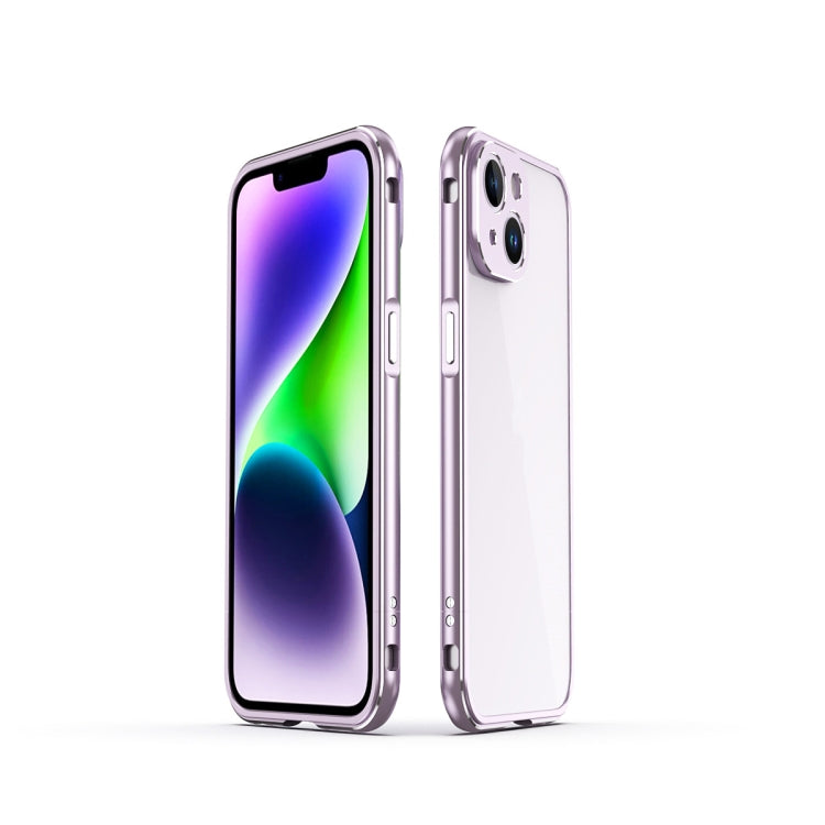 For iPhone 14 Aurora Series Lens Protector + Metal Frame Phone Case
