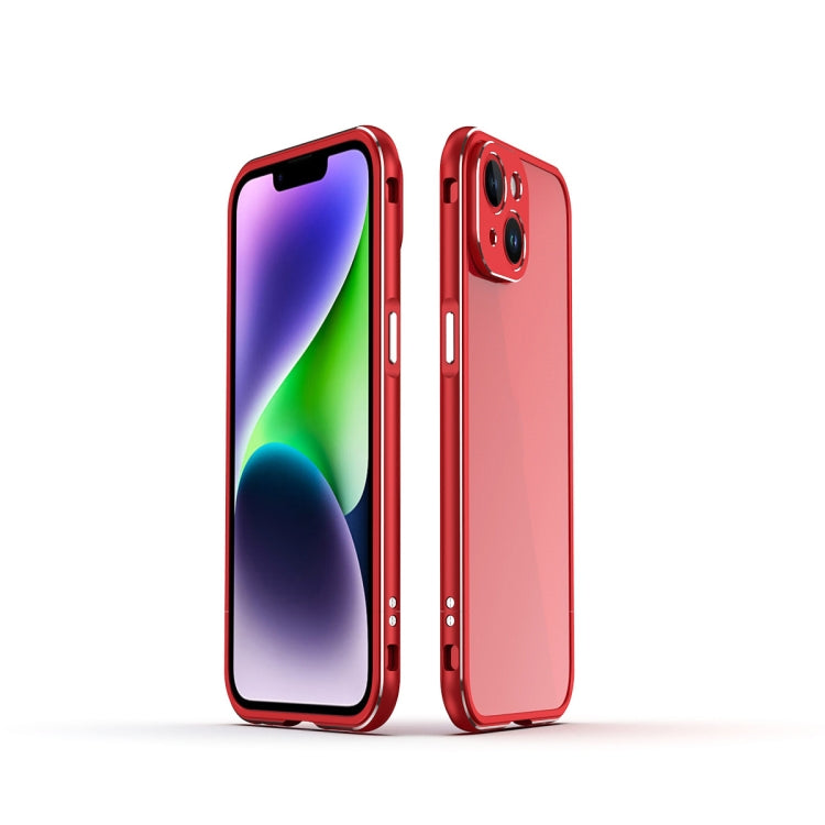 For iPhone 14 Aurora Series Lens Protector + Metal Frame Phone Case