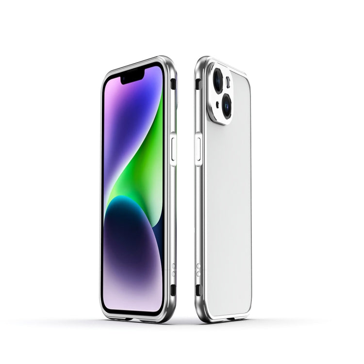 For iPhone 14 Aurora Series Lens Protector + Metal Frame Phone Case