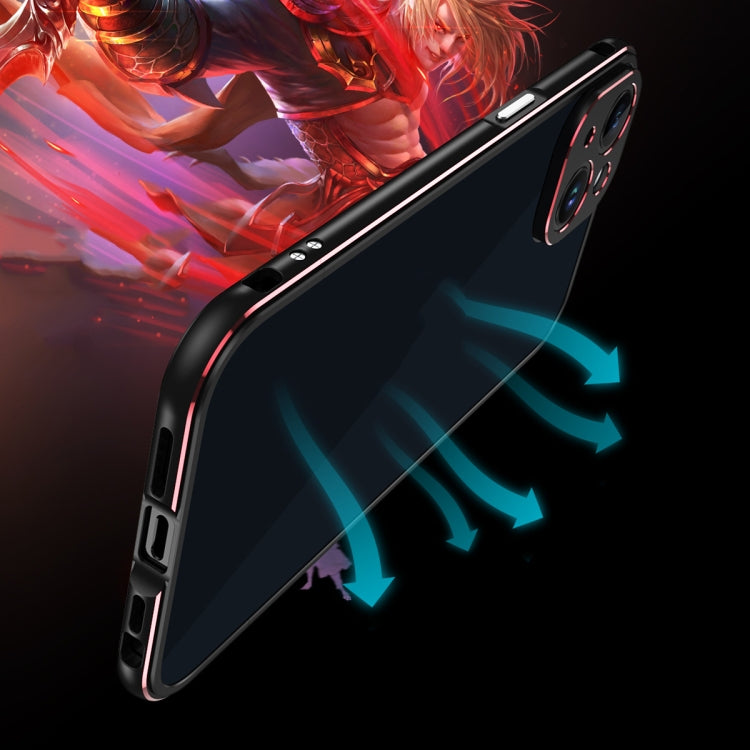 For iPhone 14 Aurora Series Lens Protector + Metal Frame Phone Case